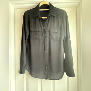 Loft Black Button-Up Blouse